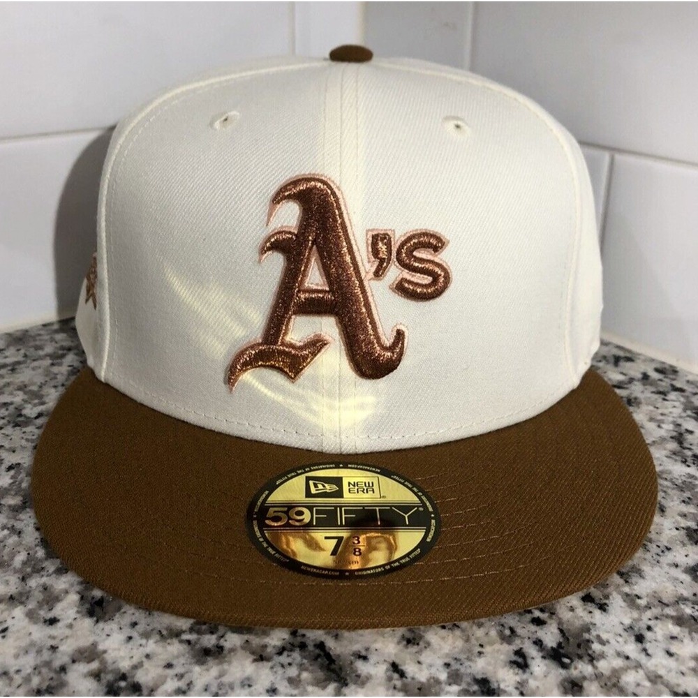 New Era Oakland Athletics 59FIFTY 1989 World Series Cream Copper Cap Size 7 3/8
